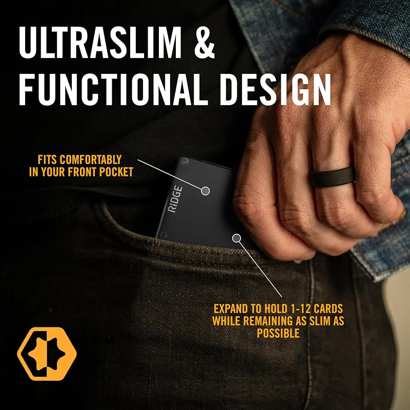 Feature infographic example: ultraslim wallet design callouts
