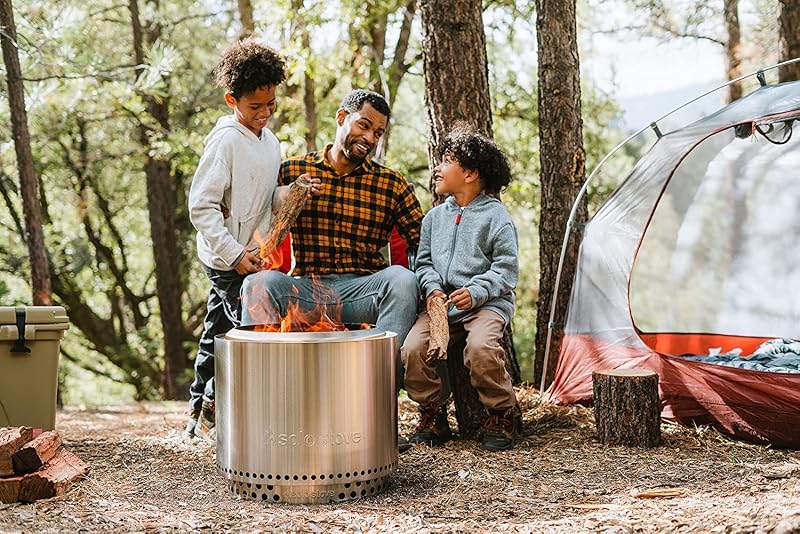 Lifestyle image example: friends around a smokeless fire pit while camping
