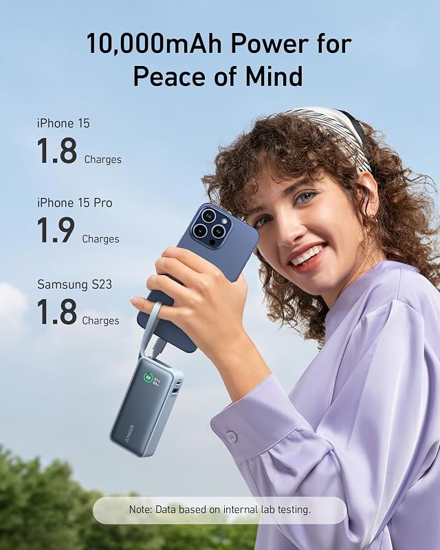 Lifestyle image example: charging a phone from a pocket power bank